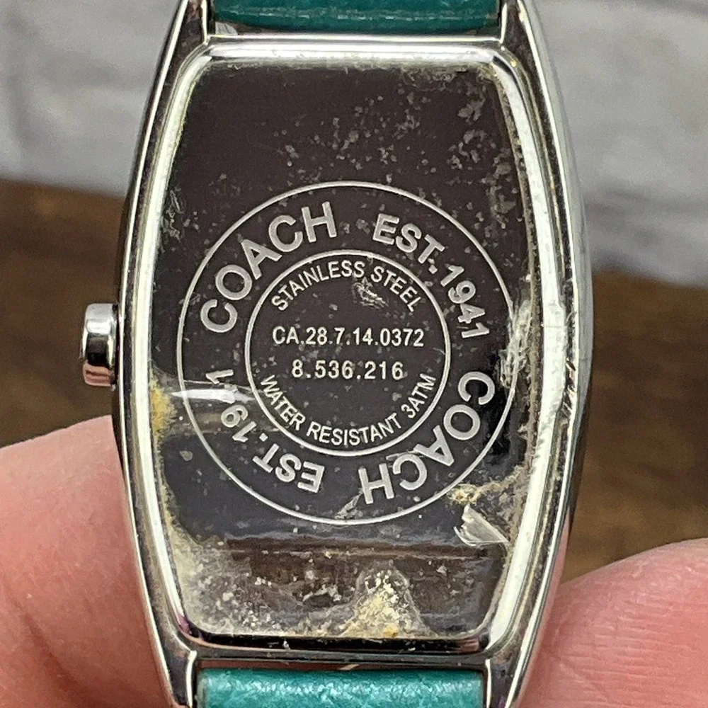 Coach Ladies Green Wrist Watch Swiss Quartz Stainless Steel New Battery 0893 - Picture 6 of 12